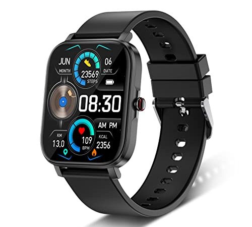 Montre Connectée Homme Femmes, Smartwatch 1,69 Montre Sport Podometre Cardiofrequencemètre Calories Moniteur de Sommeil Montre Intelligente, Etanche IP68 Bracelet Connecté Chronometre pour Android iOS