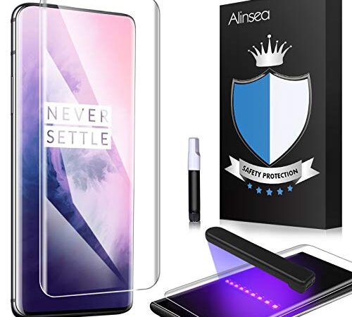 Alinsea Verre Trempé Oneplus 7 Pro/Oneplus 7t Pro [Lot de 1], Protection écran [sans Bulle, Super Clair] [3D Couverture Maximale] [9H dureté] Film Protection pour Oneplus 7 Pro/Oneplus 7t Pro