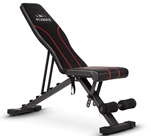 Banc réglable FLYBIRD, banc de musculation utilitaire pour l'entraînement complet du corps - Banc inclinable / inclinable pliable polyvalent (noir)