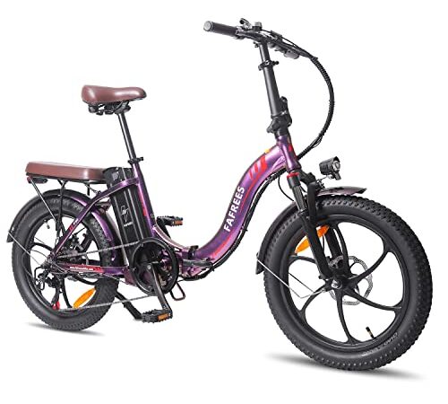 Fafrees F20 Pro Vélo électrique pliable de 20 pouces, 20 "x 3,0 graisses, pneu électrique pliable, batterie 36 V18 Ah, Shimano 7S, vélo de ville pour adulte, violet