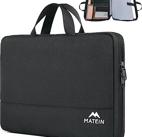 MATEIN Housse Ordinateur Portable 15.6 Pouces, Pochette Protection Sacoche avec Poignée pour PC Chromebook Ultrabook Notebook Macbook Pro 15.6 Étanche Antichoc Laptop Sleeve Case, Noir