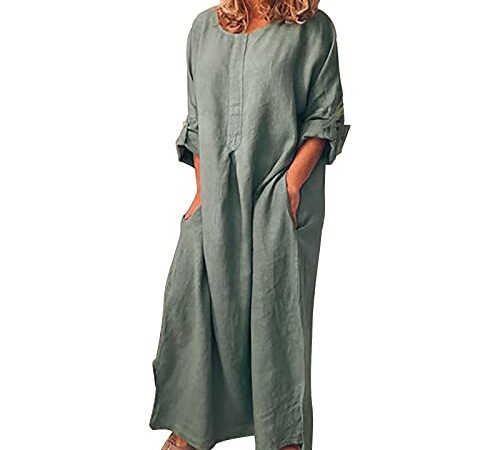 Robe Musulmane Femme Longue Cotton en Line Ete Chic Sexy Bohème Pas Cher Robe de Décontractée Robe Ete Femme Robe de Cocktail Vintage Robe Maxi Robe Les Casual Robe de Plage