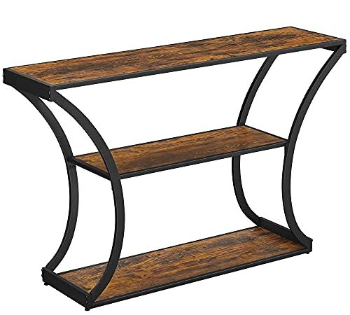 VASAGLE Table Console, Table d'entrée, Pieds courbés, Dessus de Table allongé, pour Salon, Couloir, Chambre, Style Industriel, Marron Rustique et Noir LNT089B01