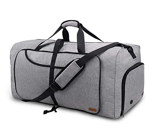 Vogshow 80L Grand Sac de Voyage Pliable, Sac Fourre-Tout de Week-End de Sac Pliant de Sport étanche avec Compartiment à Chaussures pour Hommes Femmes