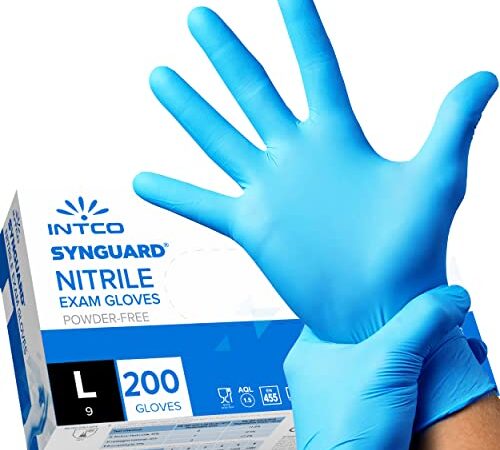 200 gants Nitrile L sans poudre, sans latex hypoallergénique, certifié CE conforme à la norme EN455 gants alimentaires jetables (taille L)