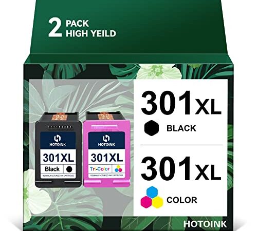 301XL Cartouches d'encre Remplacement pour HP 301 301XL pour HP Deskjet 1000 1010 1050 2050 2050A 2540; Envy 4500 4502; Officejet 2620 4630 (1 Noir, 1 Couleur)