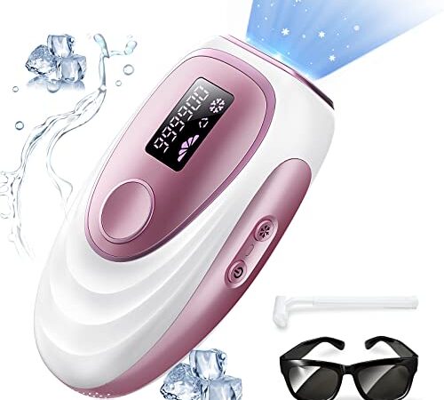 AMINZER Épilateur Lumière Pulsée de Glace, Épilateur Laser Definitive avec 999,900 Flashes, 2 Modes et 5 Niveaux D'énergie IPL Épilateur pour Femme et Homme, Visage, Corps, Bikini, Aisselles