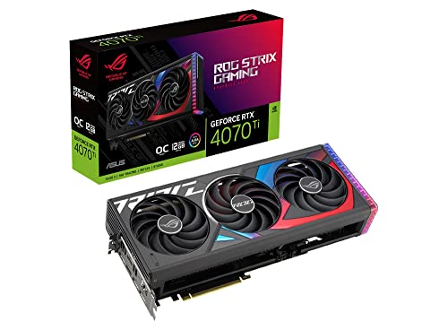 ASUS ROG STRIX NVIDIA GeForce RTX 4070 Ti OC Edition – Carte graphique gaming (12GB GDDR6X, PCIe 4.0, DLSS 3, HDMI 2.1a, DisplayPort 1.4a, ventilateurs axiaux)