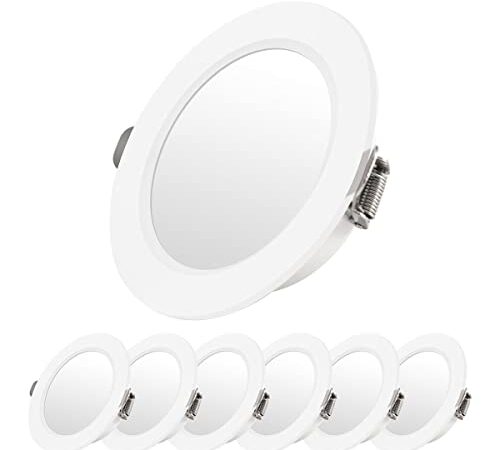 BJTLIGHT LED spot encastré, Lot de 6, blanc chaud, 5W, rond, extra plat 26mm, dimensions 93mm Pour Salon Chambre Salle de Bain Cuisine Salon Couloir