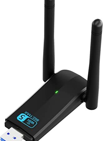 CLÉ WiFi Antenne WiFi Dongle WiFi, 3.0 USB WiFi, Clé WiFi pour PC 5DBI 1300m Dual Band / 2.4G / 5G 802.11ac, Nero, par Windows 7/10/11