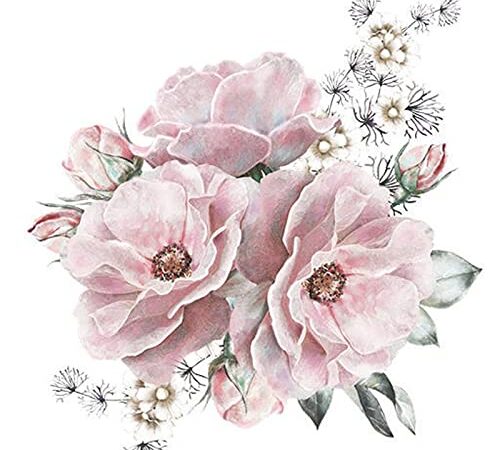 Colexy Stickers Muraux Fleur de Pivoine, Stickers Muraux Vintage Fleur, Sticker Muraux Fleurs, Stickers Muraux Décoratifs Pivoine, Autocollant Mural Pivoine, Peint Chambre Décoration Fond, 44x42cm (A)