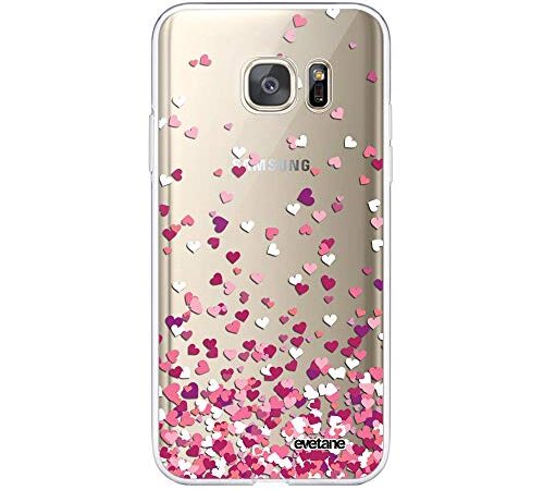 Evetane Coque Compatible avec Samsung Galaxy S7 360 intégrale Coque Avant arrière Resistant Fine Protection Solide Housse Etui Transparente Confettis De Coeur Motif Tendance