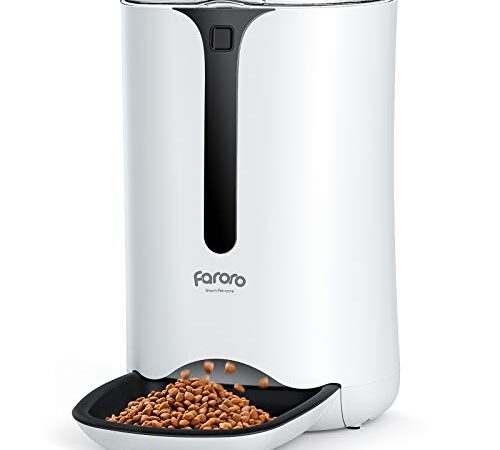 Faroro 7L Distributeur Croquettes Chat Automatique, Mangeoire Automatique pour Chat avec Fonction Minuteur et Enregistrement Vocal, 5 Repas par Jour, Convient aux Petits et Moyens Animaux de Compagnie