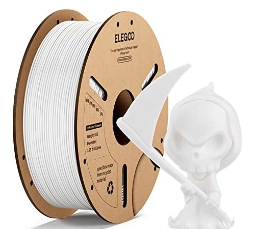 Filament PLA 1,75 mm pour imprimantes 3D FDM, Précision dimensionnelle +/- 0,02 mm Bobine de 1 kg, Blanc