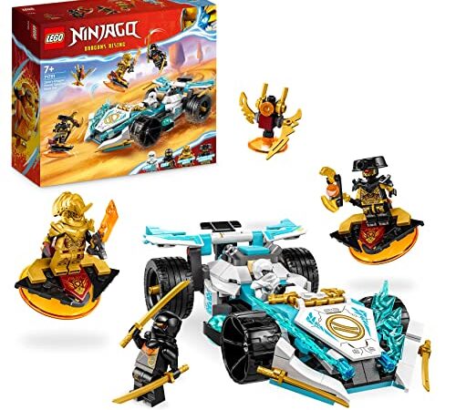 LEGO 71791 Ninjago La Voiture de Course Spinjitzu : Le Pouvoir du Dragon de Zane, Jouet Modèle Réduit avec Rotation et 4 Minifigurines, Cadeau Enfants Dès 7 Ans, Garçons et Filles