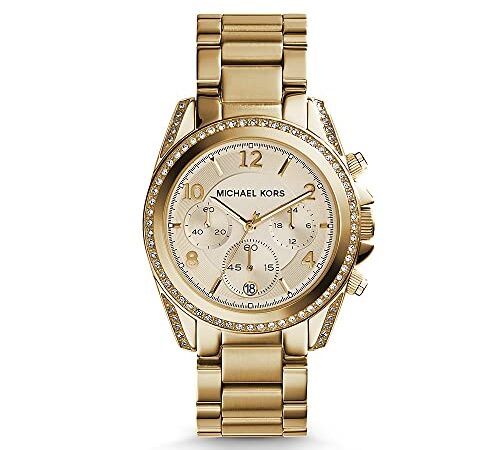 Michael Kors Montre pour Femme Blair, Mouvement Chronographe à Quartz, Boîtier en Acier Inoxydable Doré de 39 mm avec Bracelet en Acier Inoxydable, MK5166