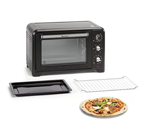 Moulinex Optimo 33L Four Electrique Chaleur tournante Noir 6 Modes de Cuisson pain pizza tartes gateaux patisseries Grille et Leche frites inclus OX464810