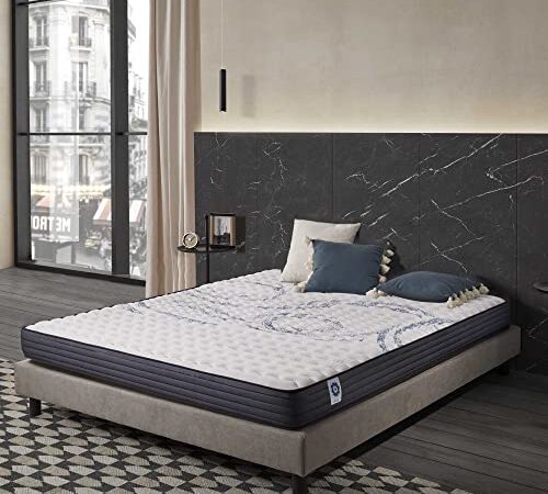 NATURALEX - Matelas PerfectSleep 140x190 cm - Mousse à mémoire de Forme HR, Accueil Blue Latex, Aérateur, Hypoallergénique, Confort Équilibré - Réversible Face été/Hiver