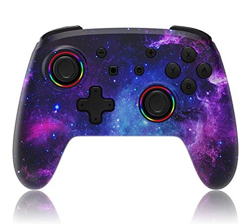 NexiGo Manette Switch sans Fil, Manette Switch sans Fil pour Nintendo_Switch/Switch Lite/OLED - Contrôleur de Commutateur Bluetooth avec Vibration, Mouvement, Turbo (Cosmic Nebula)