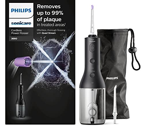 Philips Sonicare Jet dentaire Power Flosser 3000 sans fil, Noir (modèle HX3806/33)