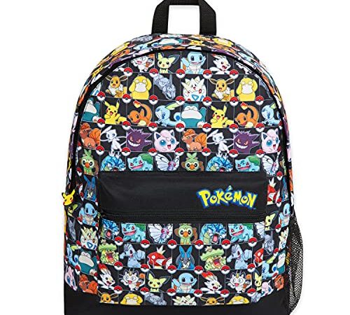 Pokemon Sac à Dos Enfant, Cartable Scolaire Garcon Fille Pikachu Evoli Pokeball (Multicolor)