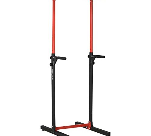 SPORTNOW Station de Musculation Multifonction avec Barre de Traction Chaise Romaine - Hauteur réglable sur 6 Positions - Noir et Rouge