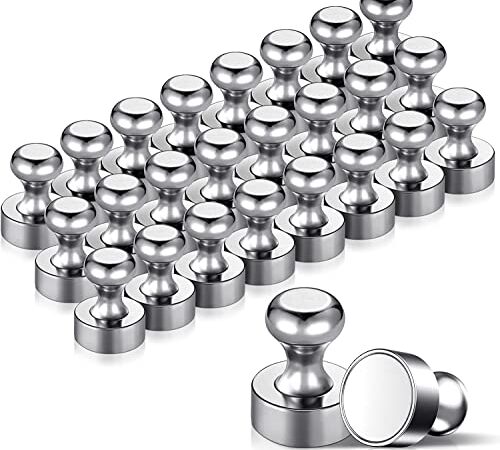 Temporaryt Aimant, 24PCS Magnet Métalliques Aimant Puissant 12x16mm - Aimants en Acier Inoxydable Aimants Frigo pour Tableau D'affichage, Réfrigérateur etc. - avec Boîte de Rangement