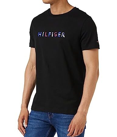 Tommy Hilfiger RWB Hilfiger Tee Small T-Shirts, Black, M Homme