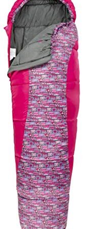 Trespass Sac de Couchage Unisexe Youth Bunka 3 Saisons avec garnissage en Fibre Creuse 170 x 65 x 45 cm, Bande rétro Magenta, Taille Unique