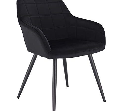 WOLTU 1 pièce Chaise de Salle à Manger Chaise de Cuisine rembourrée en Velours, Pied en métal,Noir BH93sz-1