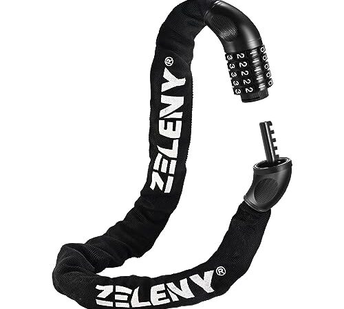 ZELENY Chaîne Antivol Vélo à Code robuste haute sécurité sans clé Cadena Vélo en alliage à haute résistance avec code combiné à 5 chiffres 900mm Antivol Chaine pour vélo moto scooter et porte