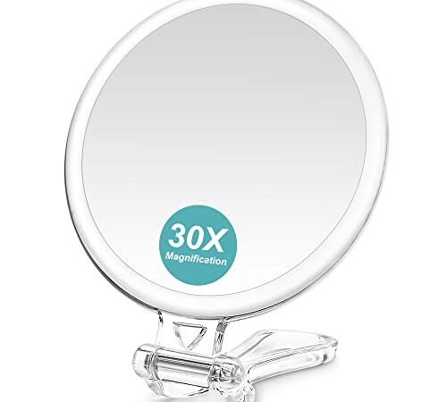 B Beauty Planet Miroir grossissant 30 x, Miroir de Maquillage grossissant 1X/30X Double Face, Miroir Compact Pliable pour Le Maquillage, Portable pour Les Voyages