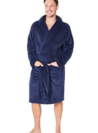 CityComfort Robe de Chambre Homme Polaire Chaude Peignoir Homme Doux (Navy, L)