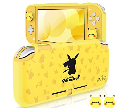 DLseego Housse de Protection pour Switch Lite, Coque de Protection en TPU Souple avec 2 Capuchon pour poignée de pouce en Silicone pour Switch Lite - Jaune