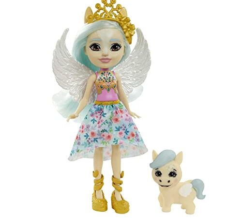 ENCHANTIMALS Royals mini-poupée Paolina Pégase, figurine animale Wingley et accessoires, jouet pour enfant, GYJ03, Violet