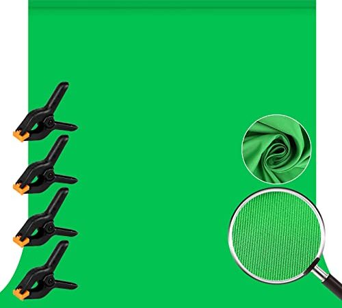 Fond Vert, Orthland Green Screen 3x3m / 9.8x9.8ft Fond Vert pour Video avec 3 Clips, Pliable de 100% Mousseline pour Photographie, Vidéo , Télévision et Décoration de fête