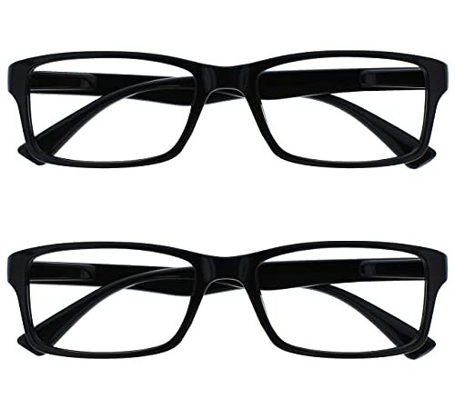 La Société Lunettes De Lecture Noir Lecteurs Valeur Pack 2 Hommes Femmes UVR2092BK +1,50