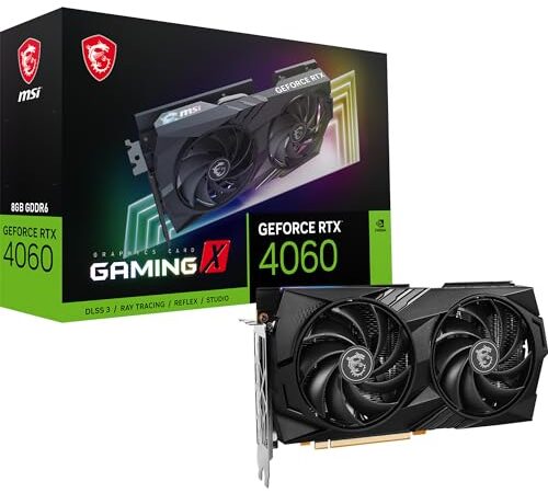 MSI GeForce RTX 4060 Gaming X 8G Carte Graphique Gaming - 8Go GDDR6 (17 Gbps/128-bit), PCIe Express Gen 4x8, DLSS3, 3X DP v1.4a, HDMI 2.1a (comptabile 4K & 8K HDR)