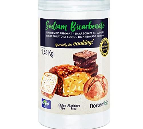 Nortembio Bicarbonate de Soude Alimentaire 1,45 Kg. Bicarbonate de Sodium Biologique pour Cuisiner. Bicarbonate Sans Aluminium pour Laver des Fruits et Légumes. E-Book avec Recettes Inclus.