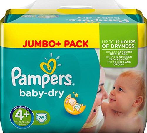 PAMPERS Baby Dry JUMBO+ Lot de 76 tailles 4+ 9-20 kg