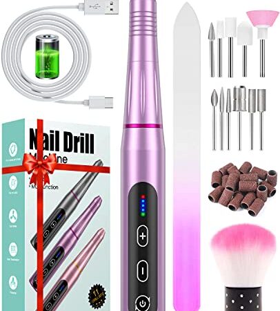 Ponceuse pour Ongles Professionnelle,11 en 1 Lime a Ongle Electrique Silencieuse, Rechargeable Ponceuse pour ongles manucure machine Puissante et Portable Kit de Manucure Pédicure pour Salon et Maison