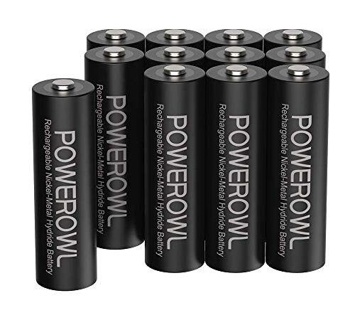 POWEROWL AA Piles Rechargeables 2800mAh 1,2V Ni-MH Batterie Rechargeable | 1200 Cycles | Économique et Écologique | Haute Capacité Réelle Lot de 12