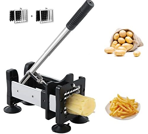 redhoney Coupe Frites en Acier Inoxydable, Coupe Frite Professionnel avec des Lames de 1/2" et 3/8", Technologie Antidérapante pour Accessoires pour Friteuse