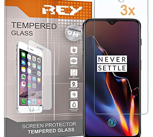 REY [Lot de 3] Verre Trempé pour ONEPLUS 6T / One Plus 6T / ONEPLUS 7, Protecteur d'écran qualité supérieure