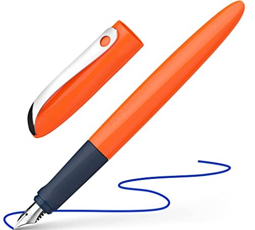 Schneider 162116 Wavy Stylo plume pour droitier et gaucher, avec ressort débutant Orange