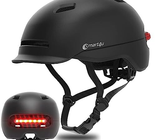 Smart4u Casque Trottinette Electrique Adulte, Casque de Vélo Clignotant, Casque avec feu arrière LED, Casque vélo Hommes Femmes Adultes, Casque Skate pour Trottinette, Skateboard, vélo électrique