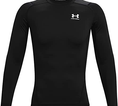 Under Armour Homme UA HG Armour Comp LS, T-shirt à manches longues anti-odeur, Vêtement de sport pour homme, Black / White, M