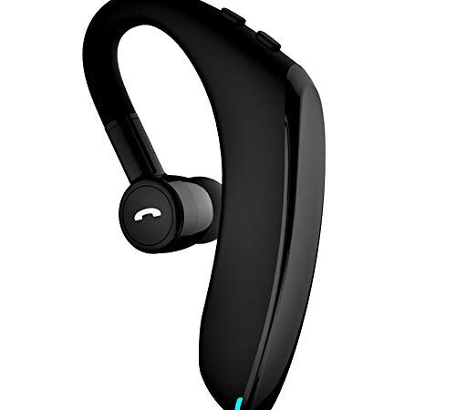 v5.0 Ecouteur Bluetooth sans Fil,22 Heures kit Bluetooth Oreillette Sport avec HD Micro,Temps de Jeu: 18-22 Heures,Support Oreille Gauche/Droite, Angle Réglable à 180°,pour Office/Business/Trucker