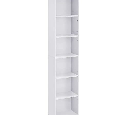 VASAGLE Bibliothèque, Étagère de Rangement 6 Niveaux, Meuble, Cube, pour Salon, Bureau, Chambre, Style Scandinave, 40 x 24 x 178,5 cm, Blanc LBC167T14