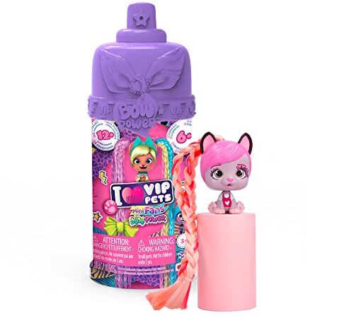 VIP PETS Mini Fans Bow Power S5 | Poupée chien à collectionner avec un look Urbain et des cheveux longs de 20 cm à peigner ou décorer - Jouet cadeau pour filles +3 Ans